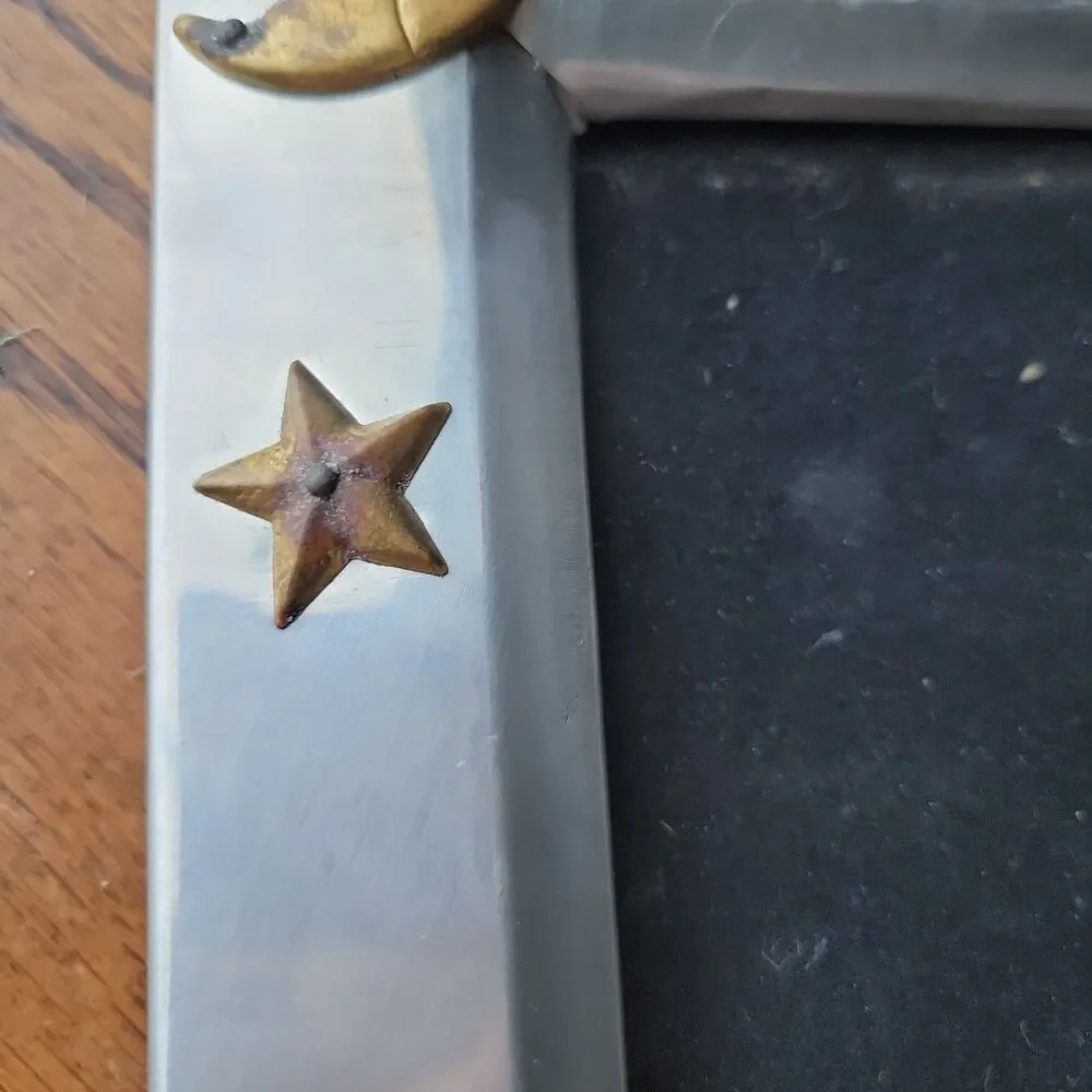 Vtg 90s celestial photo frame 4x6 in pewter and gold RARE READ Y2k Moon Sun Star